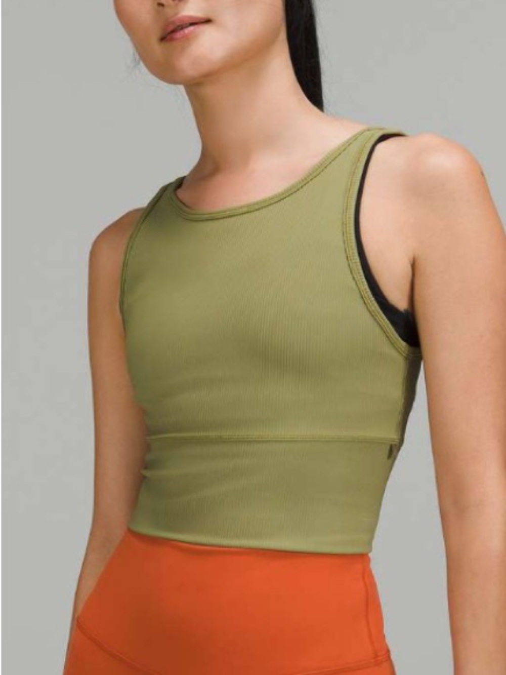 lululemon athletica Ribbed Crop Tank Top - Bronze Green